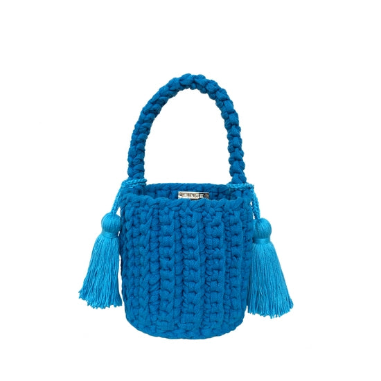 gabri.elashop - READY SALE** TB kira chevron textured mini bucket bag  federal blue (20x11x23,5 cm) IDR 5.800.000