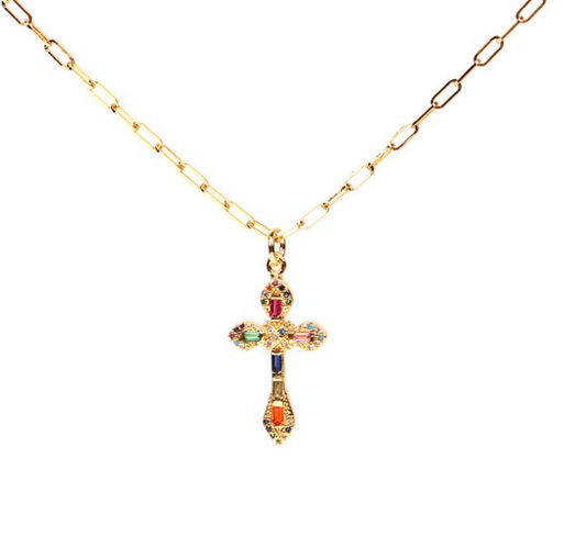 Multicolor Cross Necklace