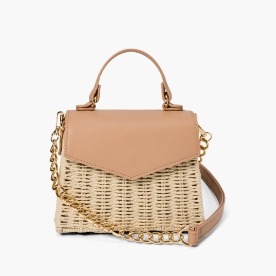 Heather Woven Straw Crossbody Bag