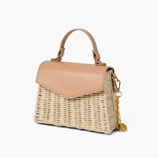 Heather Woven Straw Crossbody Bag